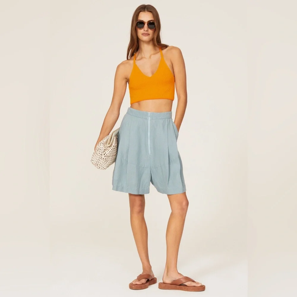 rag & bone Soleil‎ Rib Bra Top Orange Knit Ribbed V-Neck Racerback size large - Picture 3 of 13